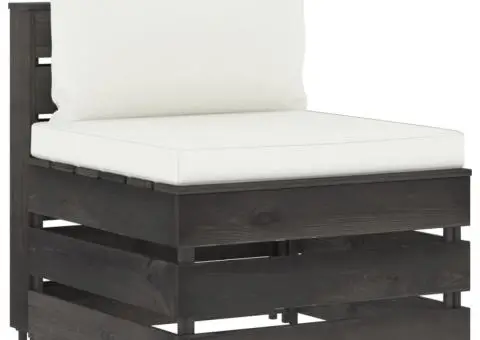 Canapea de mijloc modulară cu perne, gri, lemn impregnat - 1/5