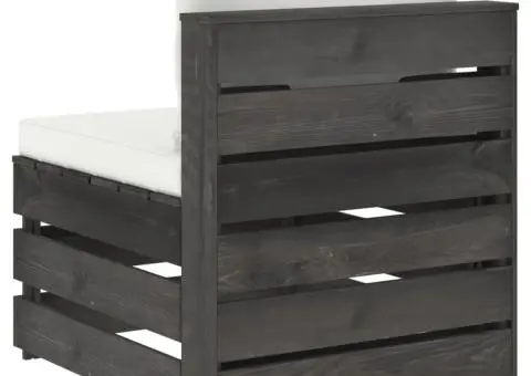 Canapea de mijloc modulară cu perne, gri, lemn impregnat - 4/5