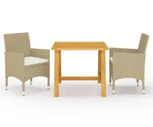 vidaXL Set mobilier de grădină, 3 piese, bej