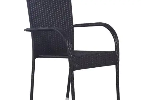 Set mobilier de grădină, 3 piese, negru - 3/5