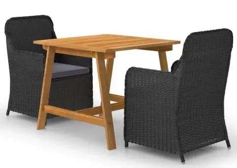 Set mobilier de grădină, 3 piese, negru - 1/5