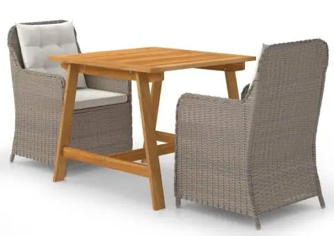 Set de masă pentru grădină, 3 piese, maro - 1/5