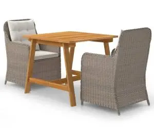 vidaXL Set de masă pentru grădină, 3 piese, maro