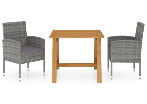 Set mobilier de grădină, 3 piese, gri - 1/5