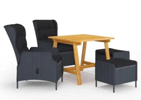 Set mobilier de grădină, 5 piese, gri închis - 1/5