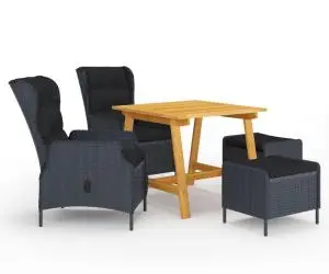 vidaXL Set mobilier de grădină, 5 piese, gri închis