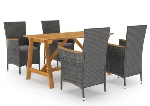 Set mobilier de grădină, 5 piese, gri - 2/5