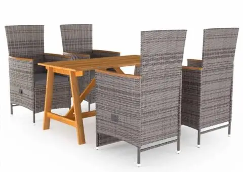 Set de masă pentru grădină, 5 piese, gri - 1/5