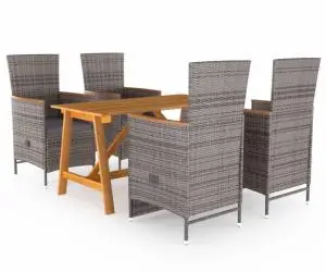 vidaXL Set de masă pentru grădină, 5 piese, gri