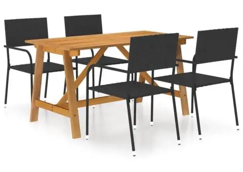 Set mobilier de grădină, 5 piese, negru - 1/5