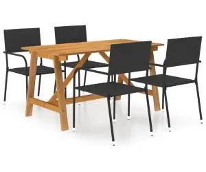 vidaXL Set mobilier de grădină, 5 piese, negru