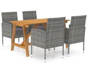 vidaXL Set mobilier de grădină, 5 piese, gri