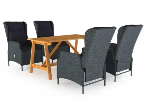 Set mobilier de grădină, 5 piese, gri închis - 1/5