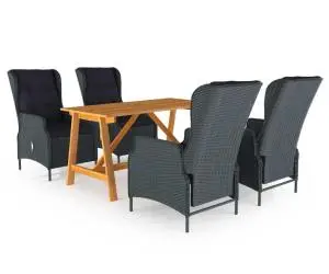 vidaXL Set mobilier de grădină, 5 piese, gri închis