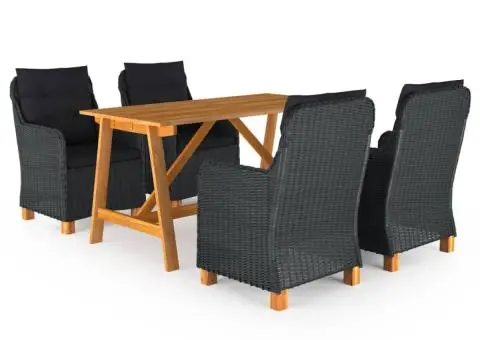 Set de masă pentru grădină, 5 piese, gri închis - 1/5