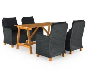 vidaXL Set de masă pentru grădină, 5 piese, gri închis