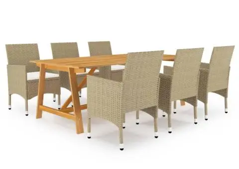 Set mobilier de grădină, 7 piese, bej - 1/5