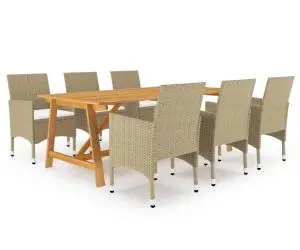 vidaXL Set mobilier de grădină, 7 piese, bej