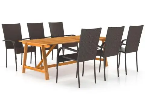 Set mobilier de grădină, 7 piese, maro - 1/5