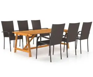 vidaXL Set mobilier de grădină, 7 piese, maro