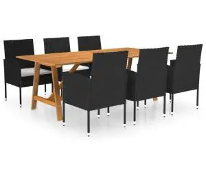 vidaXL Set mobilier de grădină, 7 piese, negru