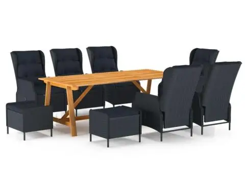 Set mobilier de grădină, 9 piese, gri închis - 1/5