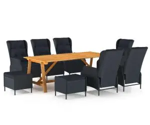 vidaXL Set mobilier de grădină, 9 piese, gri închis