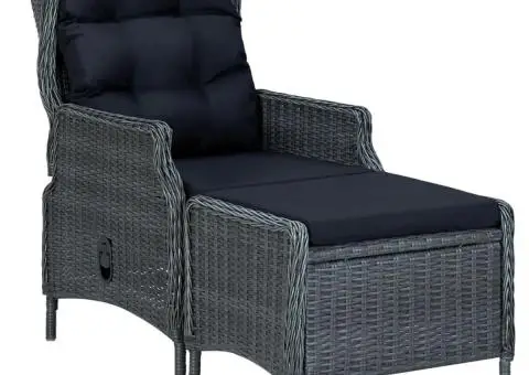 Set mobilier de grădină, 9 piese, gri închis - 4/5