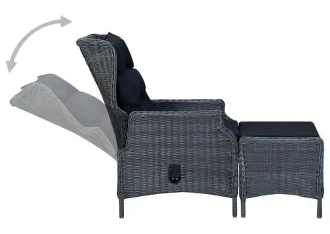 Set mobilier de grădină, 9 piese, gri închis - 5/5