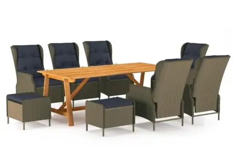 Set mobilier de grădină, 9 piese, maro - 1/5