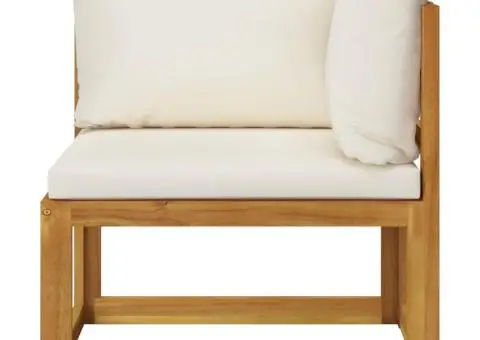 Bancă de grădină cu perne alb crem, 2 locuri - 3/5