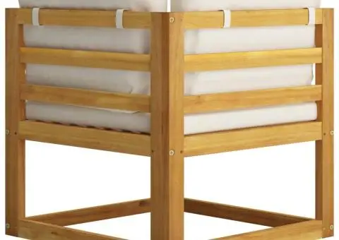 Bancă de grădină cu perne alb crem, 2 locuri - 5/5