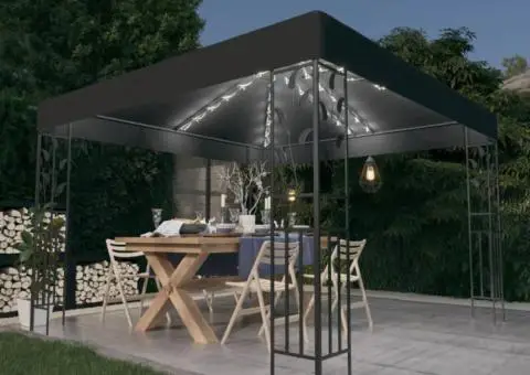 Pavilion cu șir de lumini LED, antracit, 3x3 m - 1/5