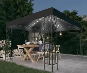 vidaXL Pavilion cu șir de lumini LED, antracit, 3x3 m