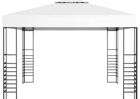 Pavilion de grădină cu șiruri de lumini LED, alb, 3x3 m - 4/5