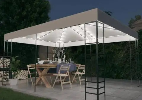 Pavilion cu șir de lumini LED, alb, 4x3x2,7 m - 1/5