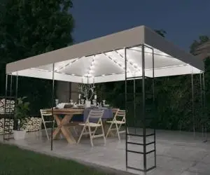vidaXL Pavilion cu șir de lumini LED, alb, 4x3x2,7 m