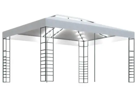 Pavilion cu șir de lumini LED, alb, 4x3x2,7 m - 2/5