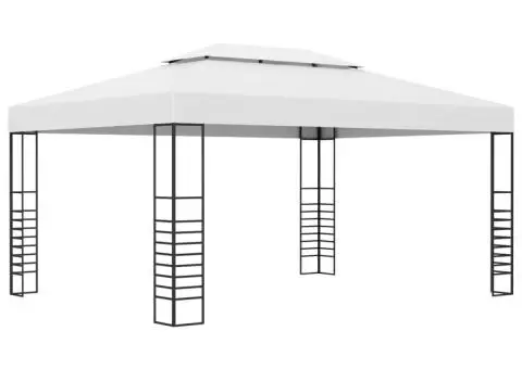 Pavilion cu șir de lumini LED, alb, 4x3x2,7 m - 3/5