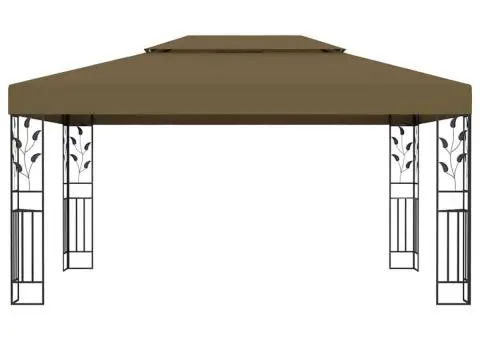 Pavilion cu acoperiș dublu & lumini LED, gri taupe, 3x4m - 4/5