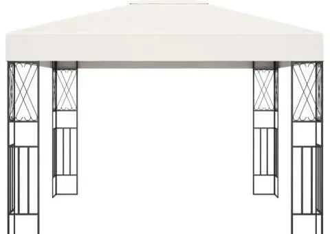 Pavilion cu șir de lumini, crem, 3x3 m, material textil - 4/5