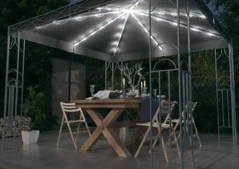 Pavilion cu șir de lumini LED, antracit, 300x300cm - 1/5