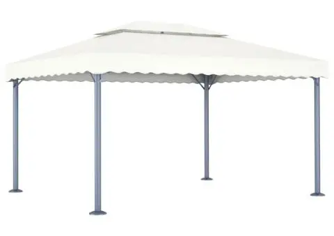 Pavilion cu șiruri lumini LED, crem, 400x300 cm, aluminiu - 3/5