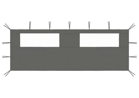 Perete lateral foișor cu ferestre, 6x2 m, antracit - 1/4