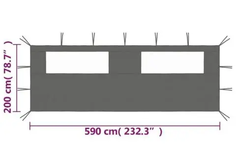 Perete lateral foișor cu ferestre, 6x2 m, antracit - 4/4