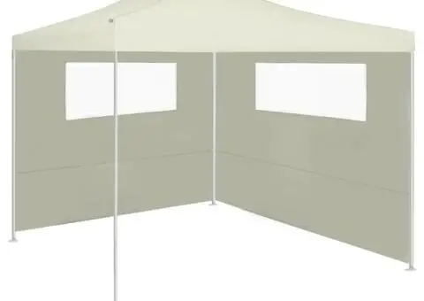 Pereți laterali foișor cu ferestre, 2 buc., crem - 3/5