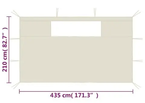 Pereți laterali foișor cu ferestre, 2 buc., crem - 5/5