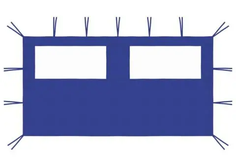 Perete lateral foișor cu ferestre, albastru, 4x2 m - 1/4