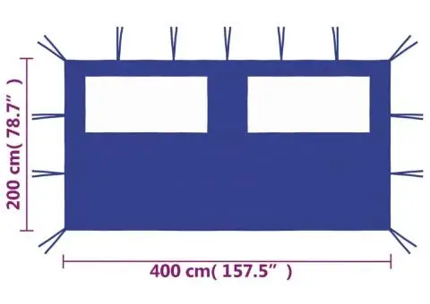 Perete lateral foișor cu ferestre, albastru, 4x2 m - 4/4