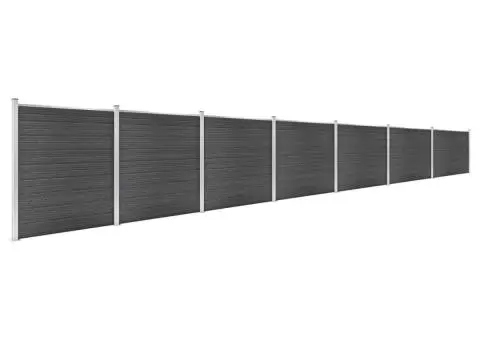 Set de panouri de gard, negru, 1218x186 cm, WPC - 2/5